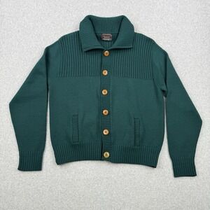 Vintage Richman Brothers Cardigan Mens Large Green Knit 70s Rockabilly Acrylic